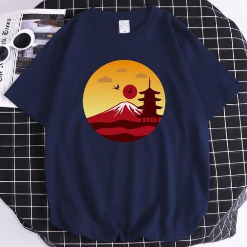 Fuji Volcano Designprints male Tshirts sport Breathable T-shirts Travering o-neck tee shirt fashion high quality man T-shirt