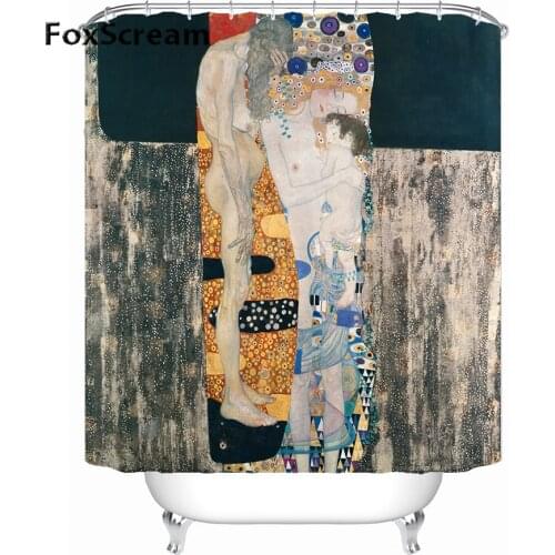 Gustav Klimt Shower Curtain Bath Curtains For Bathroom Waterproof Big Curtain Shower Frabic Shower Curtains in Bath