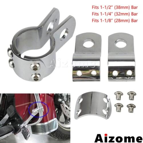 Chrome Motorcycle 1-1/2" 1-1/4" 1-1/8" Crash Bar Footpegs Peg Mount Adapter For Harley Engine Guard Highway Footrests Clamps