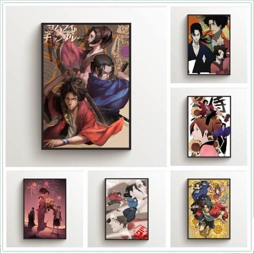 WTQ Canvas Painting Anime Posters Samurai Champloo Mugen Jin Kasumi Wall Decor Wall Art Picture for Living Room Decor