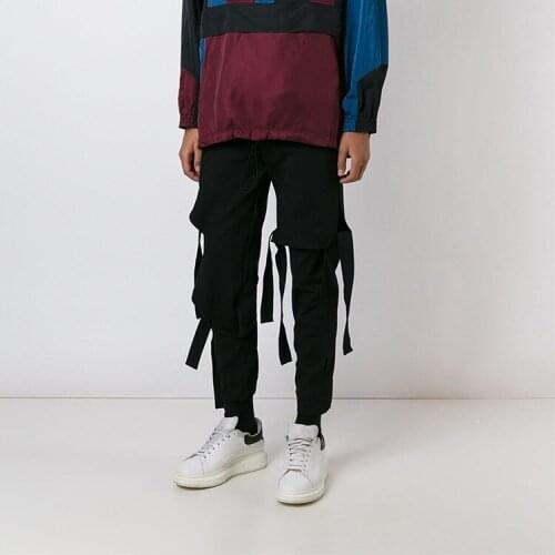 Mens pants charming hairstylist fashion belt casual pants loose oversize clothing pants youth trend