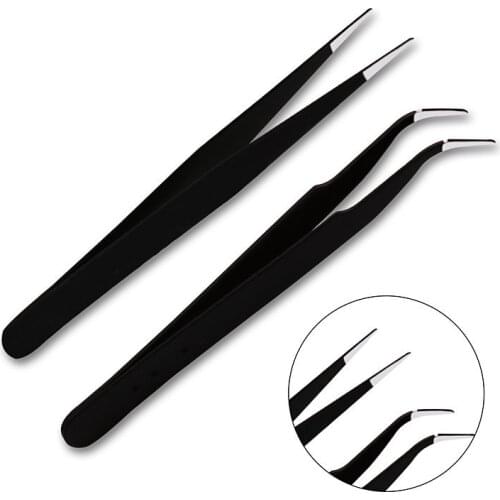 2pcs/lot Anti-static Precision Tweezers Set Pinzas Pincet Stainless Steel ESD Tweezer Electronics Repair Tools