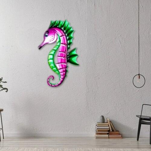 Sea Horse Animal Wall Decor Metal Large Hippocampus Wall Art Decoration Hanging Bright Color Home Ornament Won't Fade