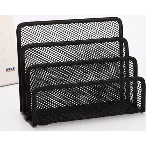 Home Office Desktop Storage Pen Book Letter Holder File Rack Organizer Document Sorter Metal Mesh Grid Multifunction
