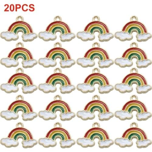 20Pcs New Rainbow Clouds Enamel Pendants Charms NHS Key Workers Jewellery Craft DIY Design Charms Making Accessories