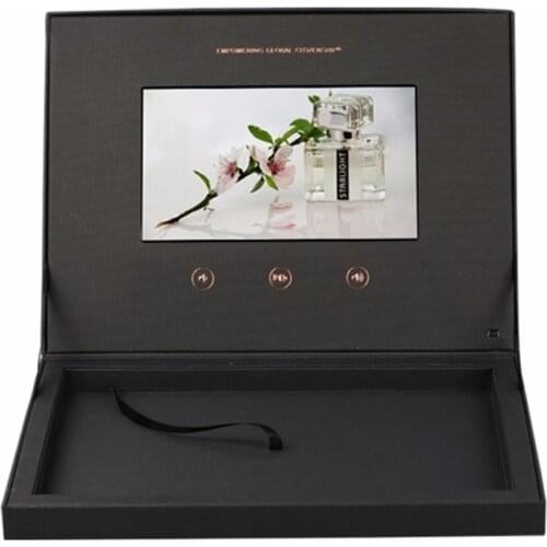 Custom production hardcover box video Brochure 7inch Universal Video Greeting Card watching booklet box for Advertising busines