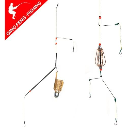 1PC Three/Two Hooks Carp Fishing Feeder Bait Cage Lure Connector Holder Basket For Fishing Tackle