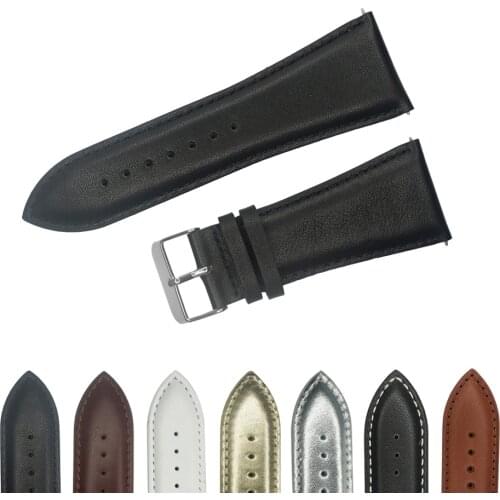 YQI Watch Strap 32mm Watch band Black Brown White Gold Silver Big Large Size Calf Genuine Leather WatchBand Gold Silver Buckle