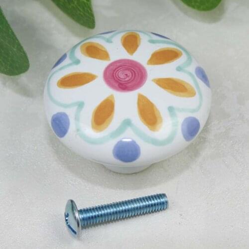 38mm Fashion colorful ceramic modern furniture knobs white orange porcelain drawer cabinet dresser cupboard knobs pulls handles