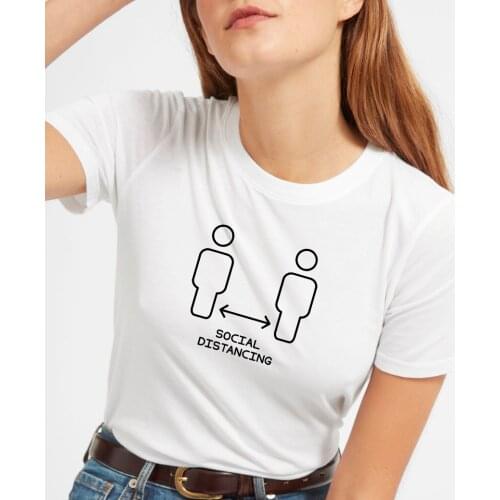 SOCIAL DISTANCING IF YOU CAN READ THIS YOU'RE TOO CLOSE Summer T-shirt Short Sleeve Women T-shirt Tees Casual Women Tops Clothes