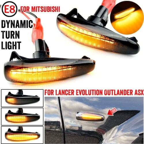 LED Dynamic Turn Signal Light Side Fender Marker Lamp Trim For Mitsubishi Lancer Evolution Evo X Outlander Sport RVR ASX Mirage