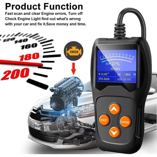 Battery Tester 12V Analyzer 100 to 2000CCA Car Battery Tester Car Quick Cranking Charging Circut Tester PK KW600 High Quality