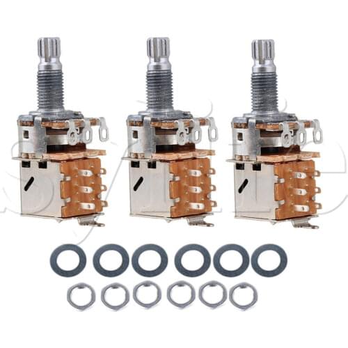 Generic Push Pull Guitar Potentiometer A500k Coil Tap 18mm Shaft Pack of 3