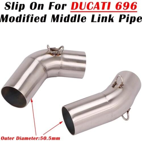 Slip On For Ducati 696 Motorcycle Exhaust Pipe Escape Modified Motorbike Middle Connection Link Pipe Tube Stainless Steel 51mm