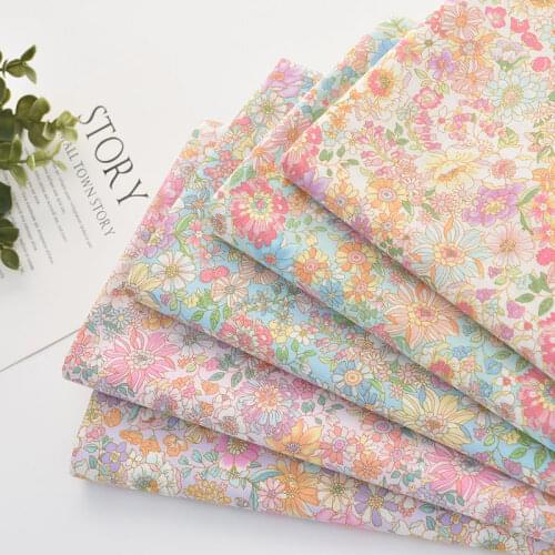 Japan vintage cotton COSMO handwork fabric art Retro style colorful flowers fabric for DIY Bag 0.5meter