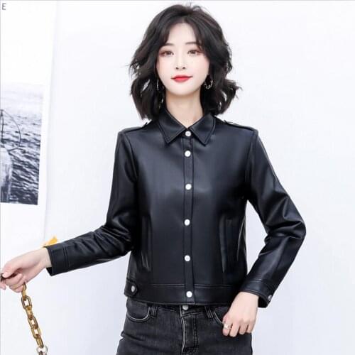 Plus Size Womens Leather Coat New 2021 Spring Leather Jacket Women Clothing Short Slim Motorcycle Coats Female Jackets Black