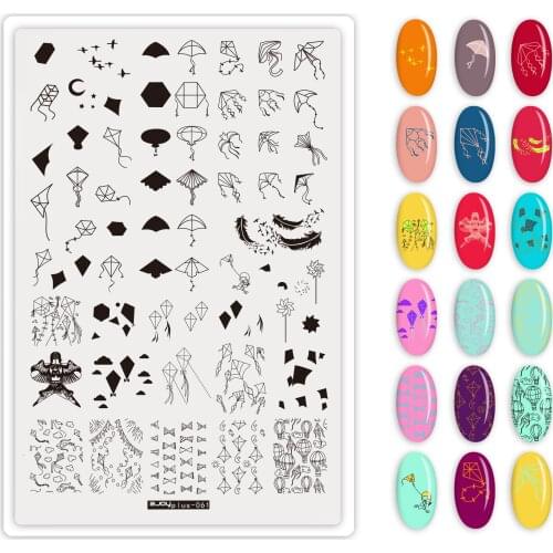 1pc 3D Rectangle Stamping Nail Art Image Plates Cute Aninal Leaf Series DIY Manicure Stencil Tools