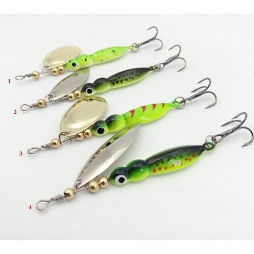 1pc Insects Fishing Bait Spinner Metal Bait 15g/90mm Bass Night Fishing Luminous Frog Sinking Artificial Spoon Lures Treble Hook