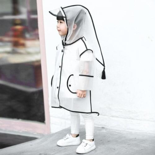 1pcs Waterproof Kids Raincoat Rainwear Rainsuit Student Reusable Peaked Hood Tassel Decor Anti Droplet Raincoat Outdoor Poncho