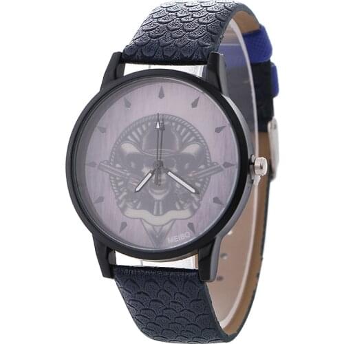 100pcs/lot new black case no logo skull style wrap quartz casual leather watch hot sale skeleton wrist watch wholesale clock