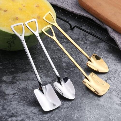 2/4PCS Coffee Spoon Cutlery Set Stainless Steel Retro Iron Shovel Ice Cream Spoon Scoop Creative Spoon tea-spoon Tableware