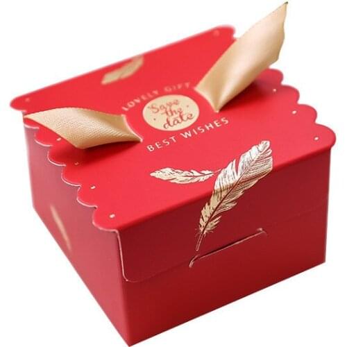 20/50/100pcs European Square Ribbon Candy Paper Box Wedding Gift Box Unicorn Party Sweet Pink Red Box Sen Portable Box Set 66