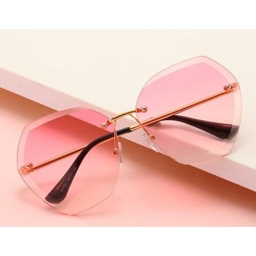 2021 Vintage Fashion Oversized Rimless Sunglasses Women Famous Luxury Brand Sexy Diamond Square Sun Glasses For Femal AS148
