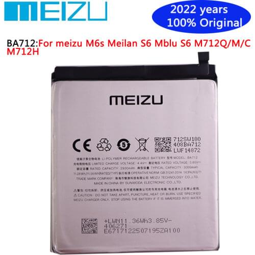 2021 years 100% Meizu Original Battery 3000mAh BA712 For MEIZU M6s Meilan S6 Mblu S6 M712Q/M/C M712H Mobile Phone Batteries