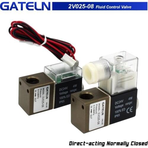 2V025-08 Normally Closed Pneumatic Control Valve 12V 24V 220V 1/4" BSP 2 Way 2 Position Air Solenoid Valve