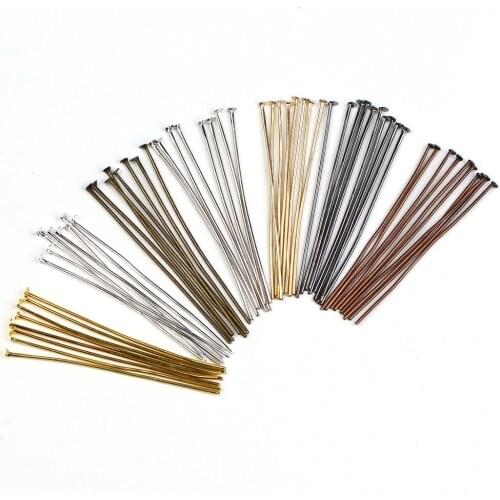 400pcs/lot 20 25 30 40 50 60 70 mm Flat Head Pins Gold/Silver/Rhodium/Bronze Headpins For DIY Jewelry Making Supplies Findings