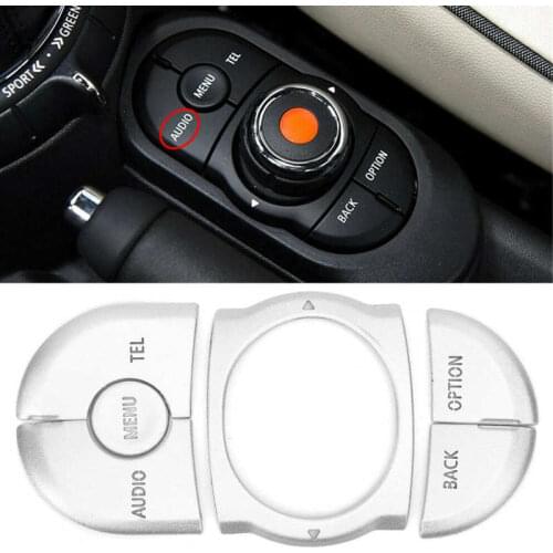 6Pcs Console Multimedia Panel Button Cover Silver Sticker Knob Trim Aluminium Alloy For Mini F55 F56 F57 2014-2017