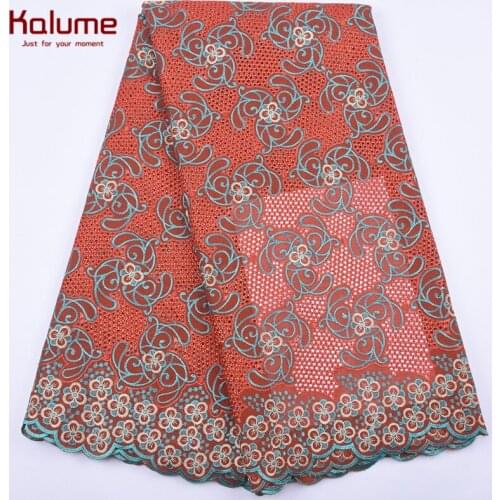 Kalume Punch Hole Design African Swiss Cotton Lace Fabric Beige Nigerian Swiss Voile Lace Fabric WIth Stones For Dress Sews 2009