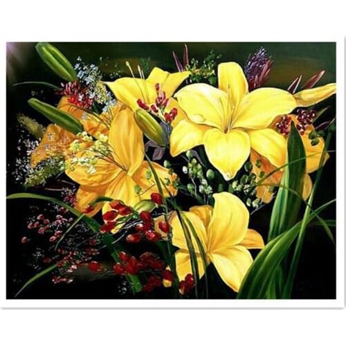 DIY Diamond Painting Cross Stitch Needlework Diamond Mosaic DIY Diamond Embroidery Flowers Yellow Pattern Hobbies And Crafts