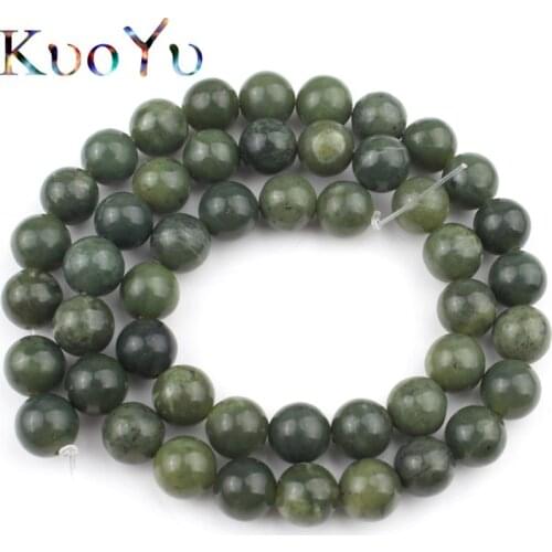 A++ Natural Genuine Green Canada Jades Stone Beads Round Loose Bead For Jewelry Making 15" 4 6 8 10 12 mm DIY Bracelet Necklace