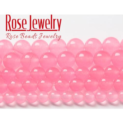 Wholesale Natural Pink Jades Beads For Jewelry Making Smooth Round Loose Stone Beads DIY Bracelets Accessories 4 6 8 10 12 14mm