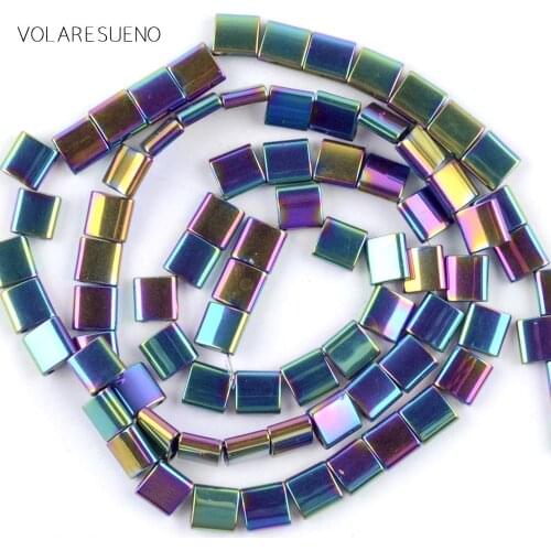 Color Natural Hematite Stone Square Cube Beads For Jewelry Making Spacer Loose Beads 5*2/5*5/6*6/6*4mm Diy Bracelets 15inches