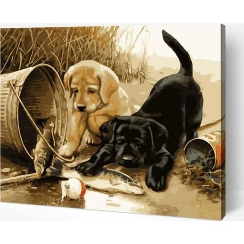 DIY digital Painting By Numbers Kits Colorful Dogs Paint By Numbers animals Hand Oil Painting Unique Gift For Children adults