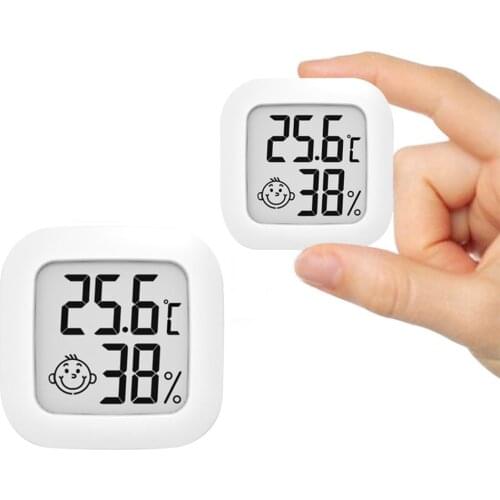 Mini LCD Electronic Digital Temperature Humidity Meter Smiley Face Thermometer Hygrometer Indoor Outdoor Weather Station Clock