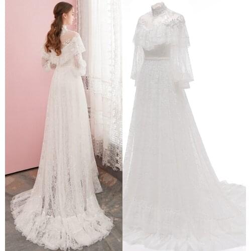 Victorian Lace Vintage Bridal Gown Long Sleeve Good Quality Real Photo Factory Price