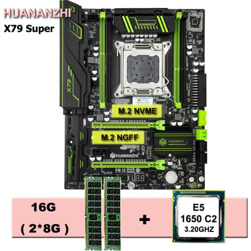 Brand HUANAN ZHI desktop motherboard with NVMe SSD M.2 slot X79 LGA2011 CPU Intel Xeon E5 1650 C2 3.2GHz RAM 16G(2*8G) 1600 RECC