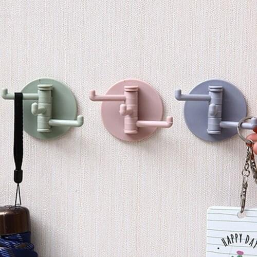 Multifunctional Punch-free Self-adhesive Wall-mounted Hook, Rotatable Storage With 3 Hangers Kitchen Bathroom