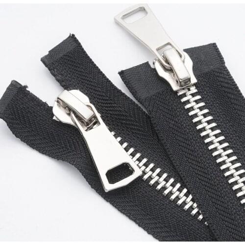 70/80/100/120cm No.8# double opening black metal zipper for Sewing down jackets coats tent double zipper sliders DIY Accessories