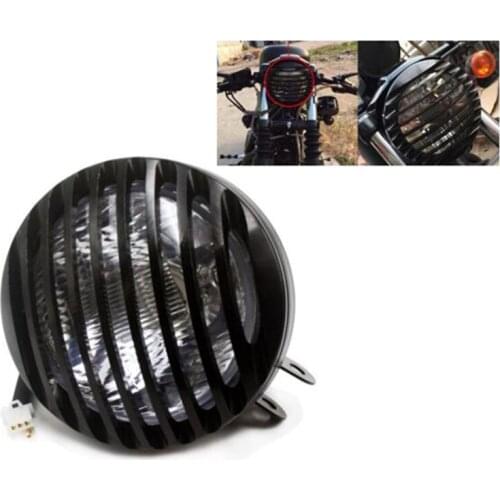 Motorcycle Waterproof 6.5" Halogen Headlight with Grill Cover for Harley Sportster Cafe Racer Honda
