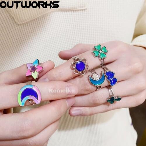 New Changing Color Mood Rings For Emotion Feeling Adjustable Fluorescent Temperature Fashion Finger Ring For Women Girl Gifts