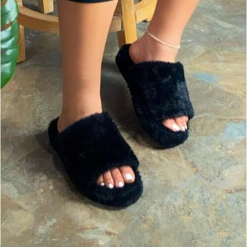 Autumn new 2020 women home warm fox fur soft and comfortable slippers flat bottom non-slip durable flip flop ms sandals