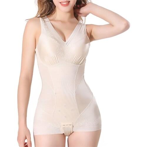 Slimming Bodysuit With Bra Pads Body Shapers Women Lace Butt Lifting Shapewear Women Open Crotch Plus Size Black Modeling Shaper