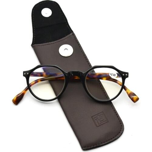 New 2021 Unisex Retro Reading Glasses Womens Vintage Irregular Frame Anti Blue Rays Magnifier Eyewear With Pocket Glasses Case