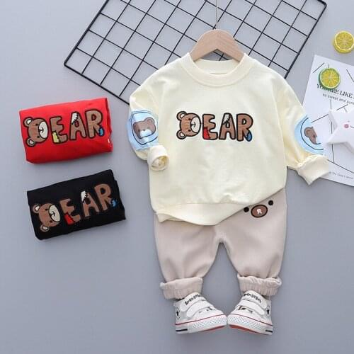 Autumn Childrens Long-Sleeved Suit Cartoon Bear Jacket + Trousers Boys Two-Piece Sets Casual Fashion 1-4 Years Old