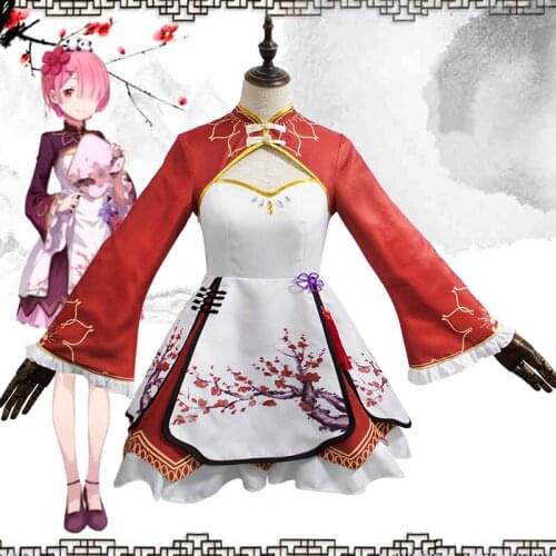 Re:Life in a different world from Zero Cosplay Costume Rem Ram Cheongsam Lolita Chinese Style Dress Costumes