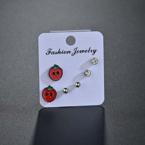 Ear Studs Earring Fashion Cute Tiny Sweet Little Strawberry Stud Earrings Gift For Girls Kids Lady Wholesale